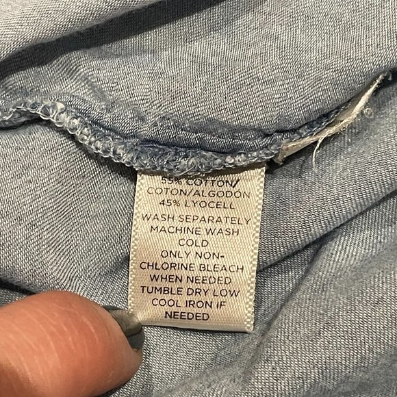 LOFT Petite Light Denim Button-Down Shirt - SP - Picture 6 of 9